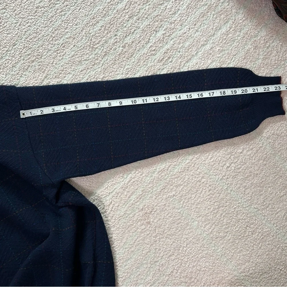Homer Reed Ltd Denver Navy Wool Sweater Windowpane‎ Knit Size Medium